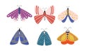 Set of isolated different beautiful colorful butterflies with various patterns Royalty Free Stock Photo