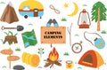 Set of isolated camping elements part 1 - vector illustration, eps