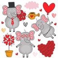 Set of isolated elephant in love part 3