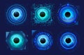 Set of isolated eyes scanner. Eyeball recognition