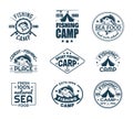 Set of isolated fishing sport logo with fish