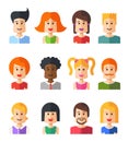 Set of isolated flat design people icon avatars