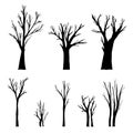 Set of isolated flat tree trunks on a white background. Hand drawn vector illustrations