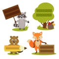 Set of isolated forest animal with frame for your text part 1