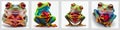 Set of isolated frogs with hearts. AI generative Royalty Free Stock Photo