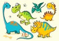 Set of isolated funny dinosaurs