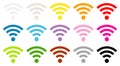 Set Of Isolated Graphic Wi-Fi Icons Fifteen Colors