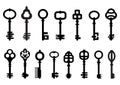 Set of isolated graphical retro keys. Vector illustration