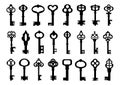 Set of isolated graphical retro keys. Vector illustration