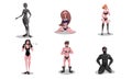 People in leather costumes practicing bdsm sex games vector illustration Royalty Free Stock Photo