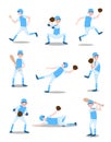 Set of boys playing baseball with bat, ball vector illustration Royalty Free Stock Photo