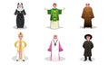 Set of catholic priests, monks and nuns people vector illustration