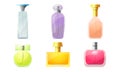 Set of colorful jars of perfume vector illustration