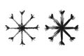 Set of 2 isolated hand drawn snowflakes. Design elements for Christmas, winter and New Year greeting Royalty Free Stock Photo