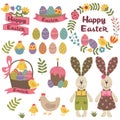 Set of isolated happy easter design elements Royalty Free Stock Photo