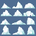 Set of isolated iceberg or drifting arctic glacier