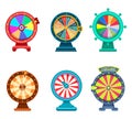 Gambling roulette or wheel of fortune icons