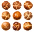 set of isolated illustrations of bread rolls. Generative AI