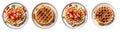 set of isolated illustrations of different waffle plates. Created with Generative AI