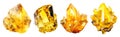 set of isolated illustrations yellow gem crystals. Created with Generative AI