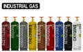 Set of isolated industrial gas cylinder on transparent background.Color of the cylinder refer to industrial standard gas cylinder