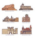 Set of isolated line castles and architecture