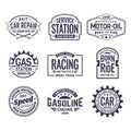 Labels for gas station,car repair service,racing