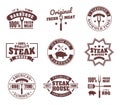 Set of isolated logo for meat restaurant.