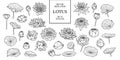 Set of isolated lotus in 32 style. Hand drawn style. Vector Royalty Free Stock Photo