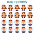 Set of isolated cartoon people head with emotions Royalty Free Stock Photo