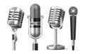 Set of isolated microphone on stand and mic Royalty Free Stock Photo