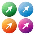 Set of 4 isolated modern low polygonal buttons - icons - for cu Royalty Free Stock Photo