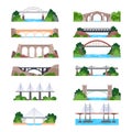 Set of isolated modern and vintage bridges