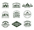 Set of isolated mountain icons for journey club