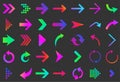 Set of isolated multicolored gradient arrows