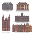 Set of isolated Netherlands or Holland buildings