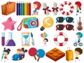 Set of isolated objects kids and stationeries Royalty Free Stock Photo