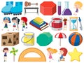 Set of isolated objects theme kids and stationeries Royalty Free Stock Photo