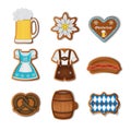 Set of isolated Oktoberfest gingerbread cookies