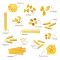 Set of isolated pasta or food for cooking