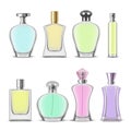 Set of isolated perfume bottle or cosmetic glass Royalty Free Stock Photo