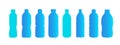 Set of isolated plastic water bottle icon on white background