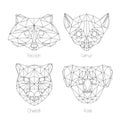 Set of isolated poligonal geometric triangle animal faces.