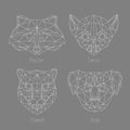 Set of isolated poligonal geometric triangle animal faces.