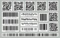 Set of isolated rectangle barcode, square qr code Royalty Free Stock Photo