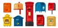 Set of isolated retro mailbox or vintage post box Royalty Free Stock Photo