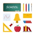 set of isolated school subjects, stationery,library.vector simple cartoon graphics