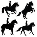 Set of isolated silhouettes of horses Royalty Free Stock Photo