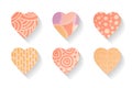 A set isolated single design element, heart icon with textured