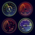Set of isolated speedometers for dashboard